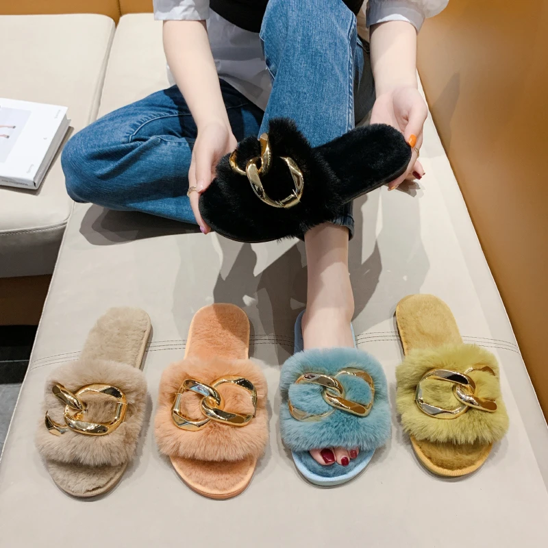 Slippers Fashion Women's Fur Slippers Women's Outer Wear Flat-bottomed Flip-flops Women's Shoes Comfortable Women's Slippers
Slippers Fashion Women's Fur Slippers Women's Outer Wear Flat-bottomed Flip-flops Women's Shoes Comfortable Women's Slippers