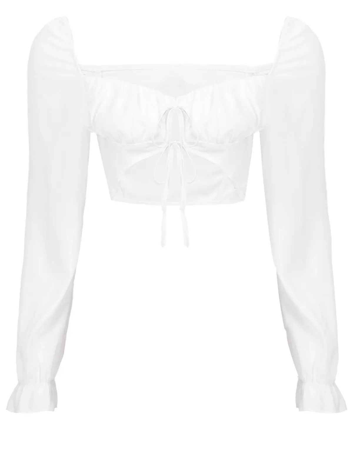 New womens elegant square collar ruffled chest front tie up blouse ladies puff sleeve slim white shirts chic cropped tops
New womens elegant square collar ruffled chest front tie up blouse ladies puff sleeve slim white shirts chic cropped tops