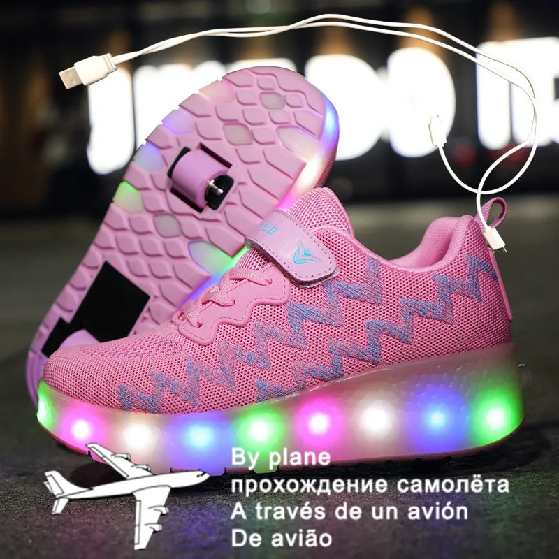 Children Two Wheels Luminous Glowing Sneakers Black Red Pink Led Light Roller Skate Shoes Kids Led Shoes Boys Girls USB Charging
Children Two Wheels Luminous Glowing Sneakers Black Red Pink Led Light Roller Skate Shoes Kids Led Shoes Boys Girls USB Charging