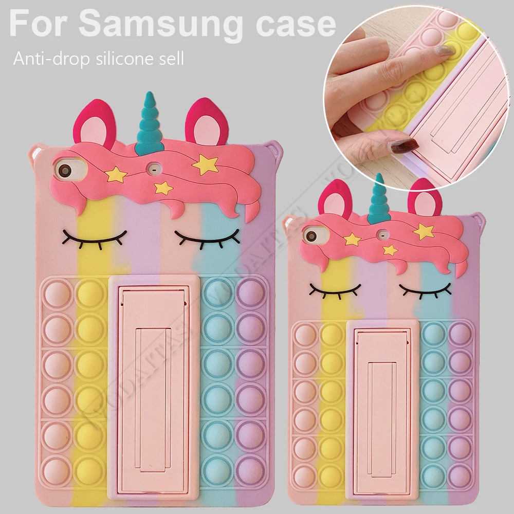 

Kids Relive Stress Fidget Toys Push Bubble Silicone Tablet Case For Samsung Galaxy Tab A 10.1 2019 T510 T515 A7 T500 T220 Cover