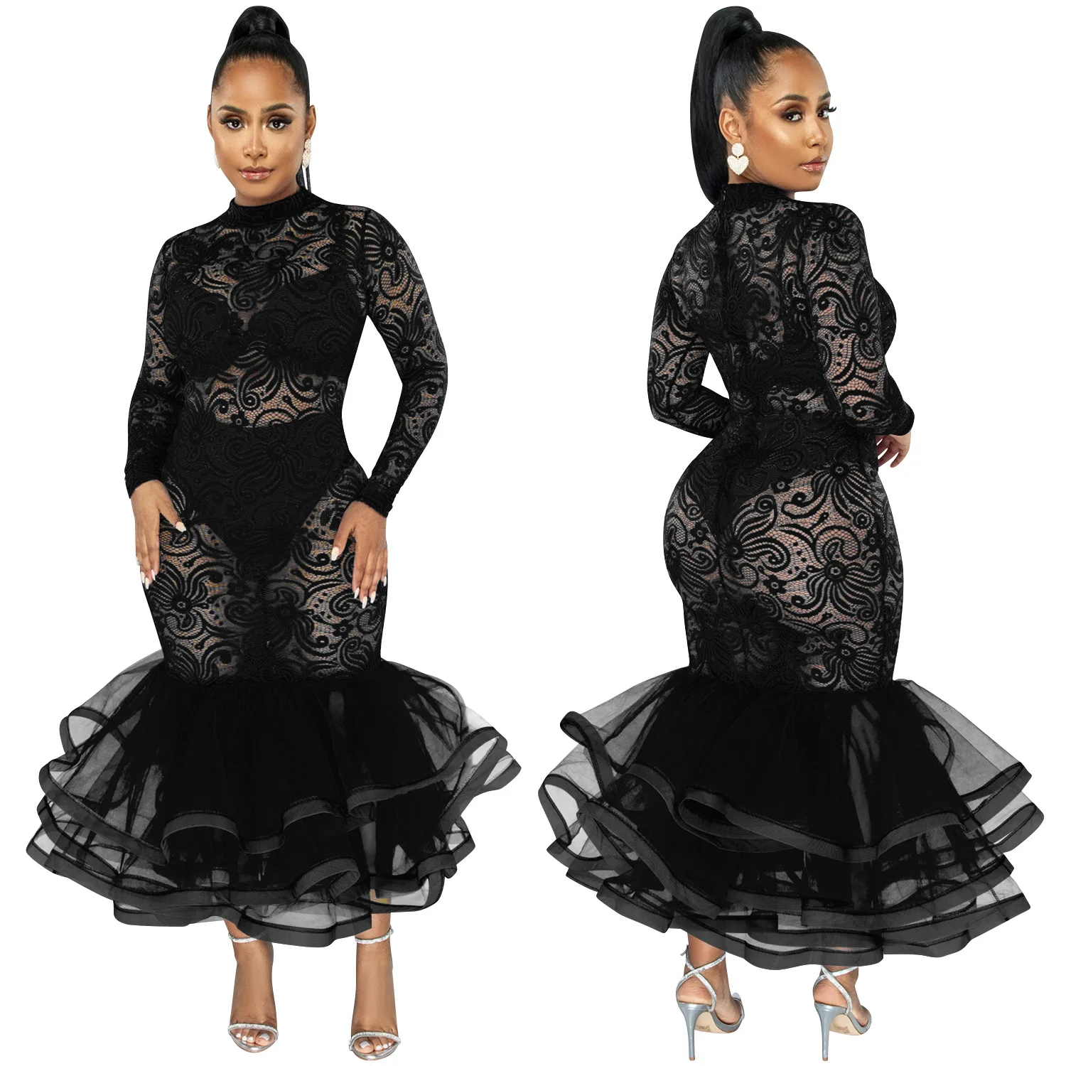 Sexy See Through Women Lace Dress Long Sleeve Skinny Robe Party Club Vestidos Women Mesh Patchwork Midi Dress
Sexy See Through Women Lace Dress Long Sleeve Skinny Robe Party Club Vestidos Women Mesh Patchwork Midi Dress