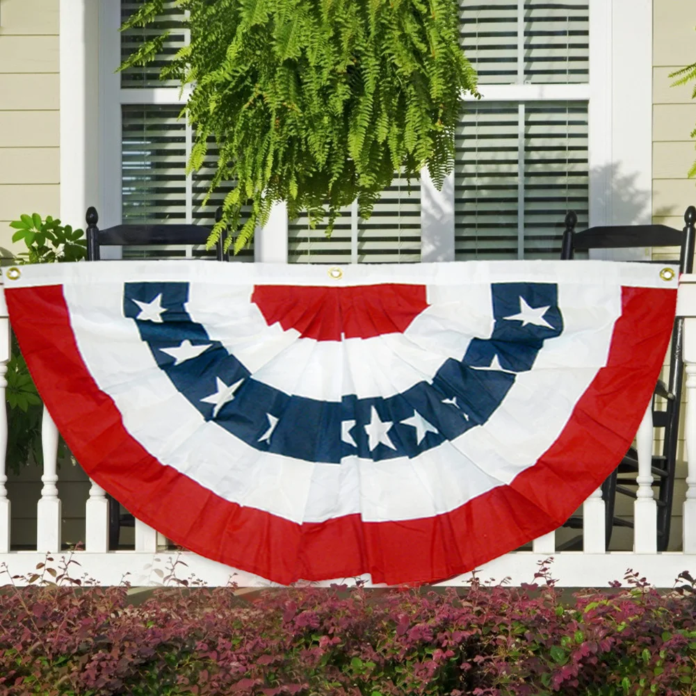 90x45cm American Flag Bunting Patriotic Pleated Half Fan Flag USA Porch Red White and Blue Bunting for 4th of July GR5
90x45cm American Flag Bunting Patriotic Pleated Half Fan Flag USA Porch Red White and Blue Bunting for 4th of July GR5