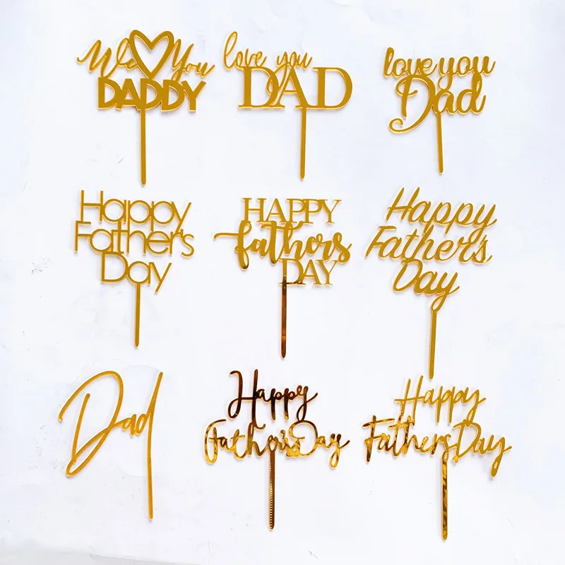 9 Styles Acrylic Gold Happy Fathers Day Cake Topper Love You DAD Best DAD Ever Party Supplies Cake Decoration
9 Styles Acrylic Gold Happy Fathers Day Cake Topper Love You DAD Best DAD Ever Party Supplies Cake Decoration