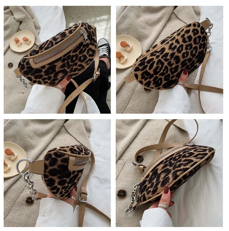 2019 leopard print Bags Waist black Bag Women waist PU Leather Shoulder Crossbody Chest lady HandBag | Багаж и сумки
