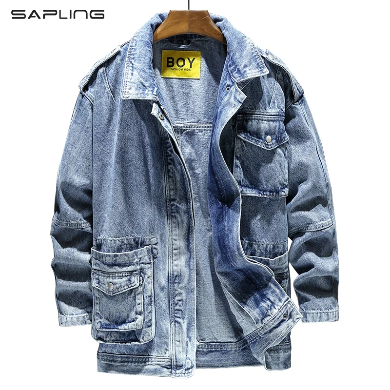 Men Loose Denim Jacket Cowboy Outwear Coat Fashion Streetwear Harajuku Solid Color Washed Pocket Hip Hop Male Cargo Jean Jackets
Men Loose Denim Jacket Cowboy Outwear Coat Fashion Streetwear Harajuku Solid Color Washed Pocket Hip Hop Male Cargo Jean Jackets