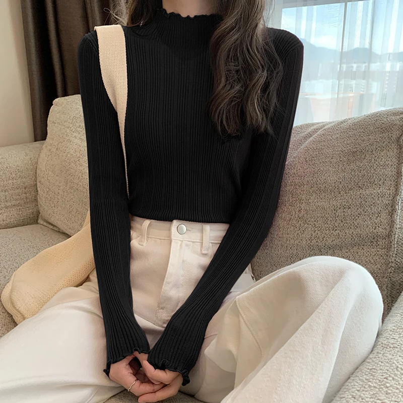 Autumn and winter new fashion tight-fitting slimming knit sweater with fungus half turtleneck sweater bottoming shirt top
Autumn and winter new fashion tight-fitting slimming knit sweater with fungus half turtleneck sweater bottoming shirt top