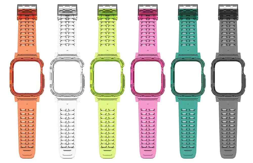 Sport Strap for Apple Watch Band Series 6 5 4 3 2 1 SE Silicone TPU Transparent Case for Iwatch 38mm 40mm 42mm 44mm Wrist Strap
Sport Strap for Apple Watch Band Series 6 5 4 3 2 1 SE Silicone TPU Transparent Case for Iwatch 38mm 40mm 42mm 44mm Wrist Strap