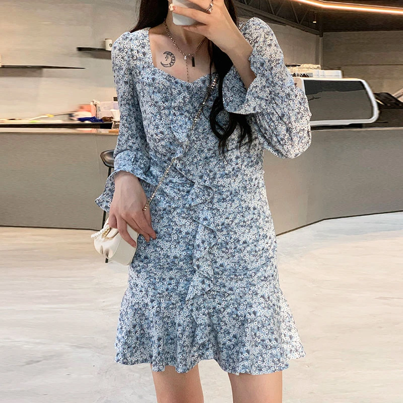 French Sweet Dress Women Floral Chiffon Casual Square Collar Full Sleeve Mini Dress Beach Office Female 2021 Summer Korea Style
French Sweet Dress Women Floral Chiffon Casual Square Collar Full Sleeve Mini Dress Beach Office Female 2021 Summer Korea Style