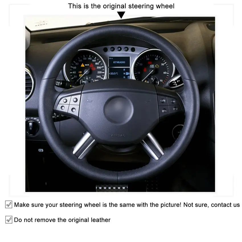 Durable Black Leather Personalize Custom Hand Sewing Steering Wheel Cover For Mercedes-Benz GL-Class X164 M-Class 2006 2007 2008 
Durable Black Leather Personalize Custom Hand Sewing Steering Wheel Cover For Mercedes-Benz GL-Class X164 M-Class 2006 2007 2008