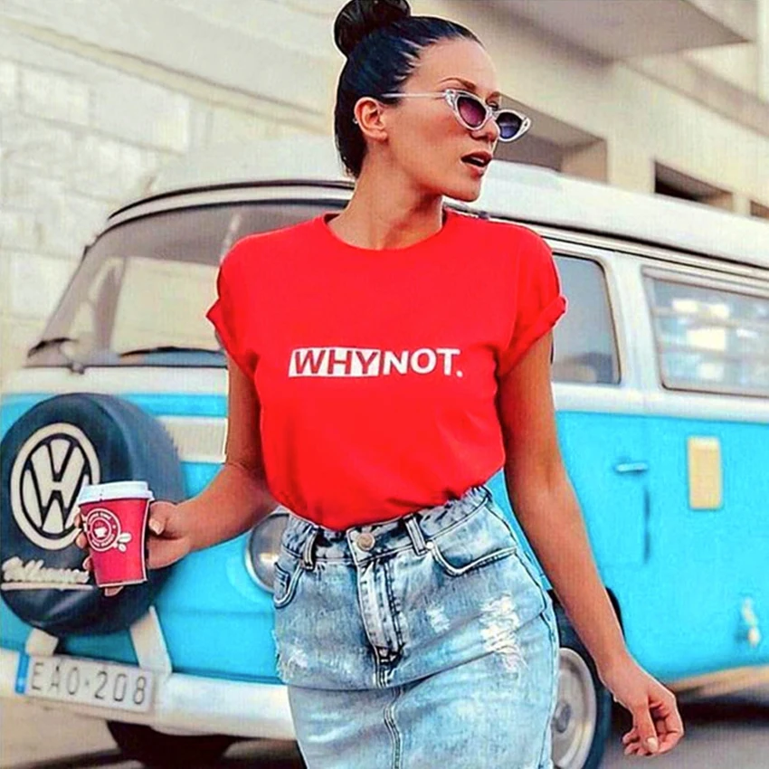 Футболка с принтом Harajuku WHY NOT Summer, Женская белая футболка с коротким рукавом
Футболка с принтом Harajuku WHY NOT Summer, Женская белая футболка с коротким рукавом
