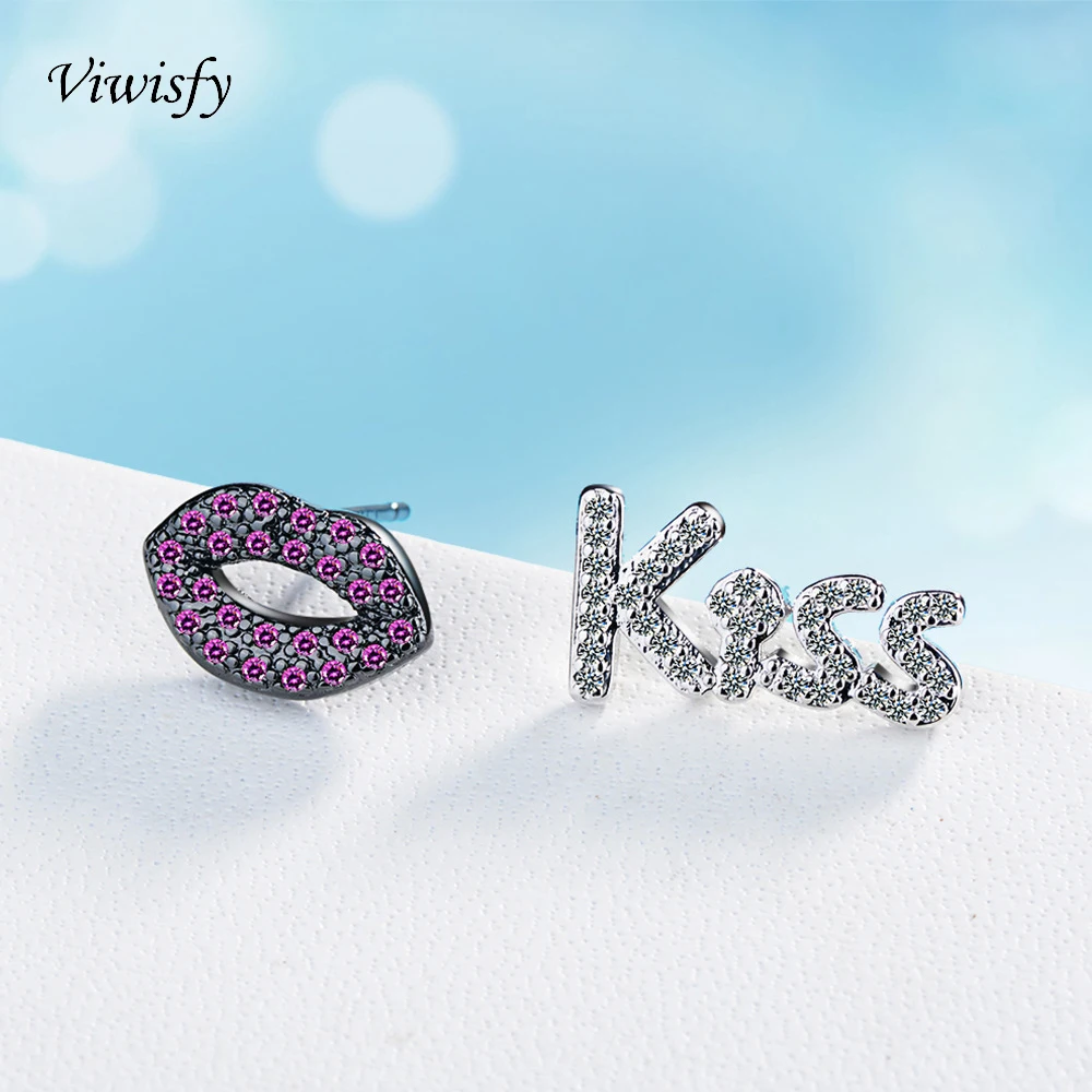 Viwisfy Crystal Lips Kiss Asymmetric Studs Jewelry Solid 925 Sterling Silver Earrings For Girl VW21083
Viwisfy Crystal Lips Kiss Asymmetric Studs Jewelry Solid 925 Sterling Silver Earrings For Girl VW21083