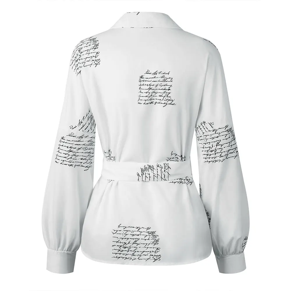Women Letters Print Blouse Causal Spring Lantern Long Sleeve Shirt V Neck Tops And Blouses with Sashes Streetwear Outfits
Women Letters Print Blouse Causal Spring Lantern Long Sleeve Shirt V Neck Tops And Blouses with Sashes Streetwear Outfits