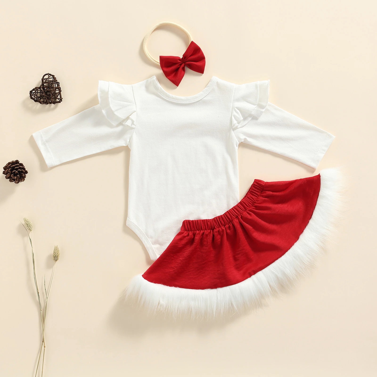 0-24 Months Solid Newborn Girl 3pcs Baby Christmas Outfit Solid Long-sleeve Romper + Fluffy Skirt + Headband Toddler Girls
0-24 Months Solid Newborn Girl 3pcs Baby Christmas Outfit Solid Long-sleeve Romper + Fluffy Skirt + Headband Toddler Girls