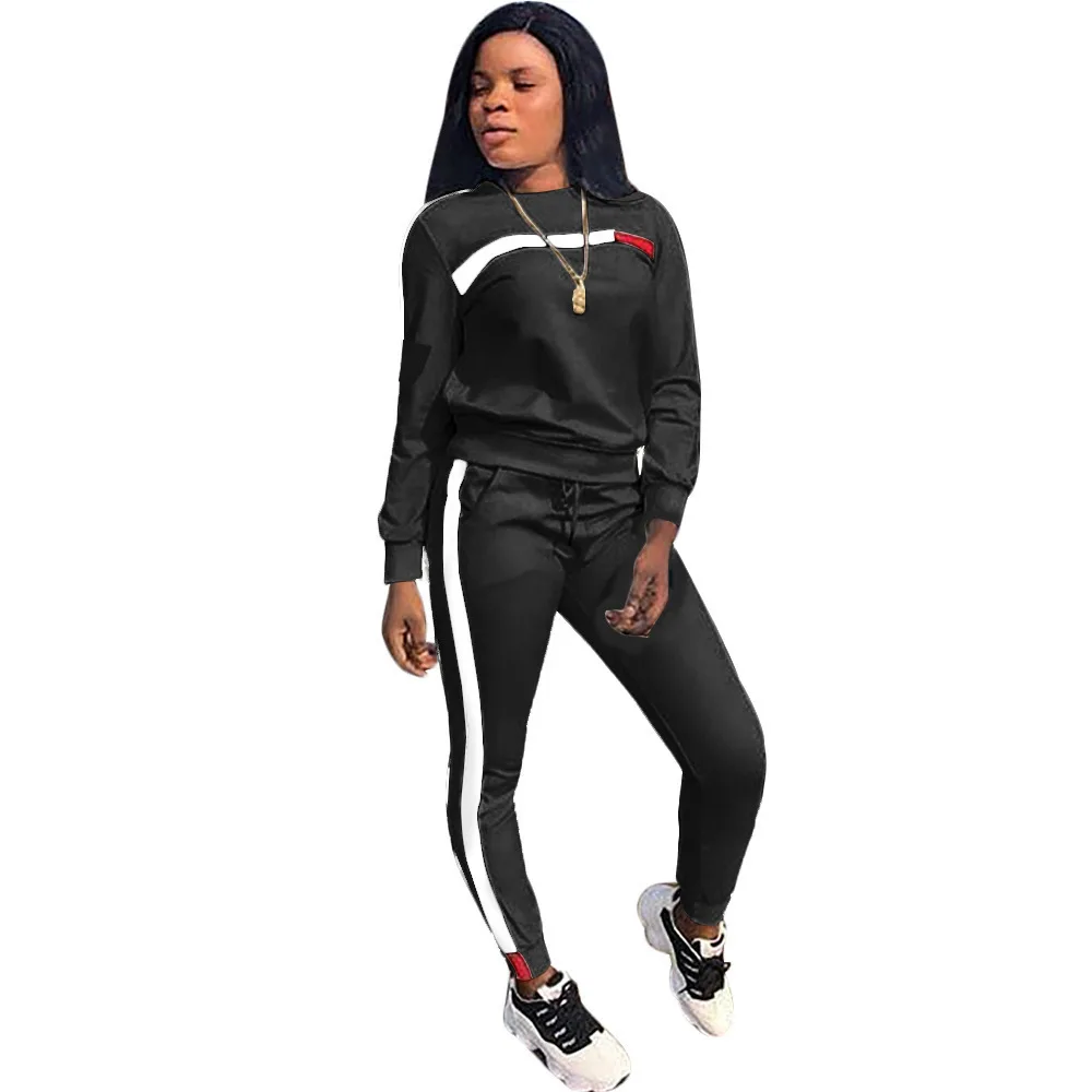 Autumn and winter European and American women's clothing cross-border simple fashion casual stitching sports suit Polyester
Autumn and winter European and American women's clothing cross-border simple fashion casual stitching sports suit Polyester