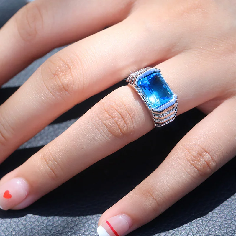 HUITAN Sky Blue Crystal Stone Finger Rings Women Neo-Gothic Cool Stylish Anniversary Gift For Female Luxury Geometric Jewelry
HUITAN Sky Blue Crystal Stone Finger Rings Women Neo-Gothic Cool Stylish Anniversary Gift For Female Luxury Geometric Jewelry
