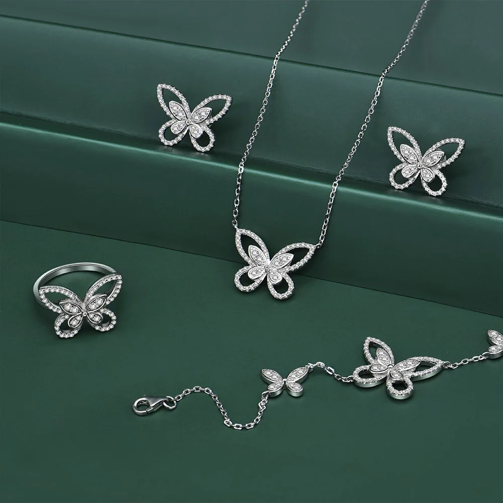 Jewelry Sets For Women Wedding Bridal Top Quality 925 Sterling Silver Rings Earrings Bracelet Necklace Bowknot Butterfly Jewelry
Jewelry Sets For Women Wedding Bridal Top Quality 925 Sterling Silver Rings Earrings Bracelet Necklace Bowknot Butterfly Jewelry