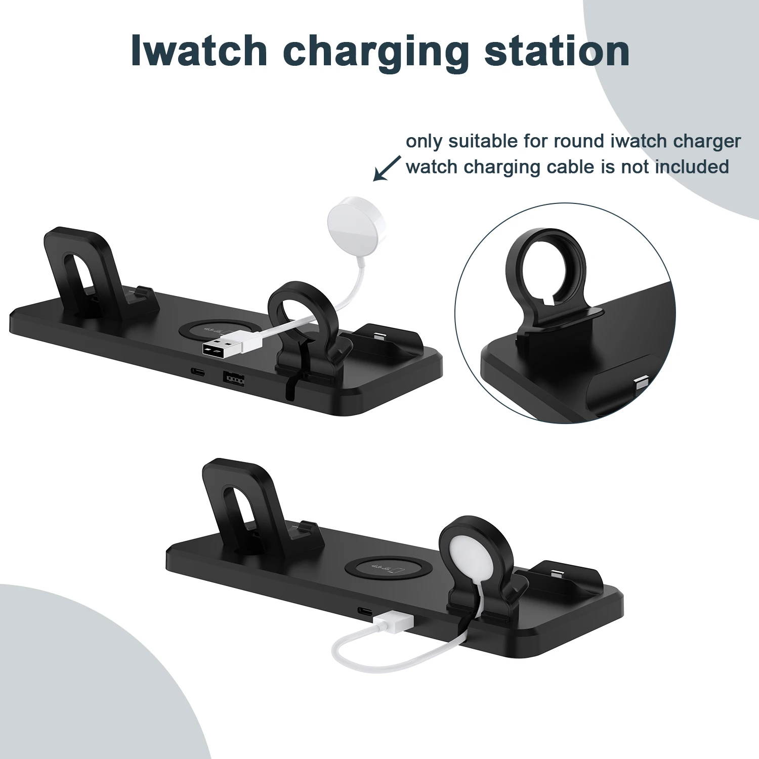 6 in 1 Qi Fast Wireless Charger Dock Station For iPhone/Android/Type-C Phones 15W Charging Stand For Apple Watch AirPods
6 in 1 Qi Fast Wireless Charger Dock Station For iPhone/Android/Type-C Phones 15W Charging Stand For Apple Watch AirPods