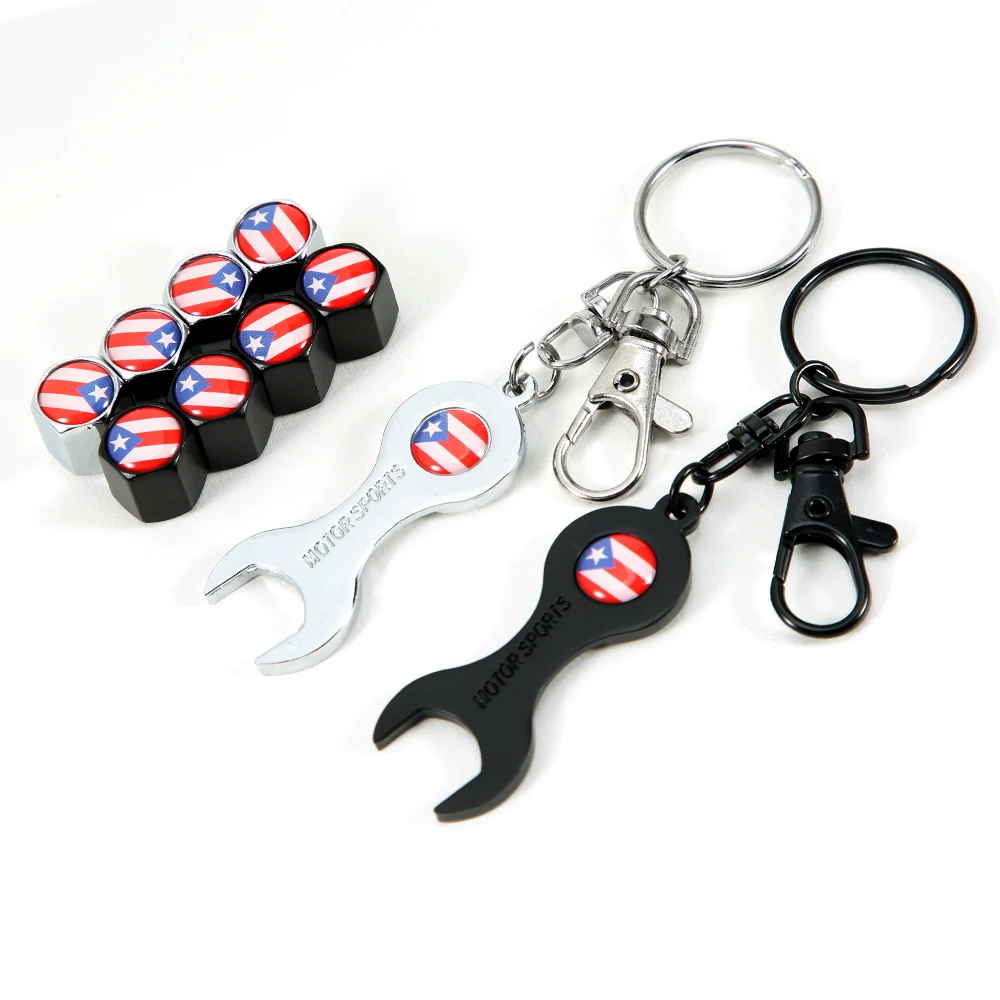 Puerto Rico flag Car Wheel Tire Air Valve Caps With Wrench Keychain Zinc Alloy Stem Dust Cover for Cars Trucks Motorcycles
Puerto Rico flag Car Wheel Tire Air Valve Caps With Wrench Keychain Zinc Alloy Stem Dust Cover for Cars Trucks Motorcycles