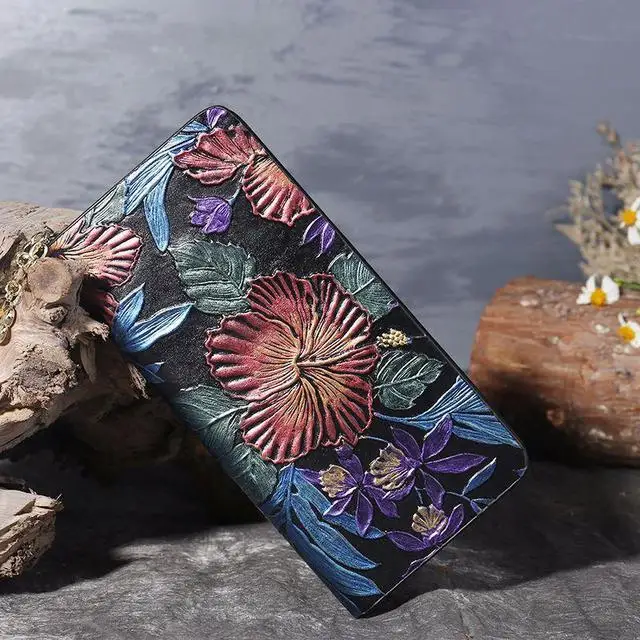 New Genuine Leather Vintage Floral Zipper Polyester Long Hand Painted Retro Women Standard Wallets Purse
New Genuine Leather Vintage Floral Zipper Polyester Long Hand Painted Retro Women Standard Wallets Purse