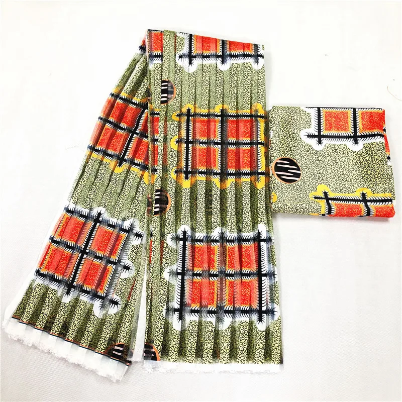 New 4+2 yards African Stripe Organza Silk Wax Pattern Ghana Style satin silk fabric with organza African wax design
New 4+2 yards African Stripe Organza Silk Wax Pattern Ghana Style satin silk fabric with organza African wax design