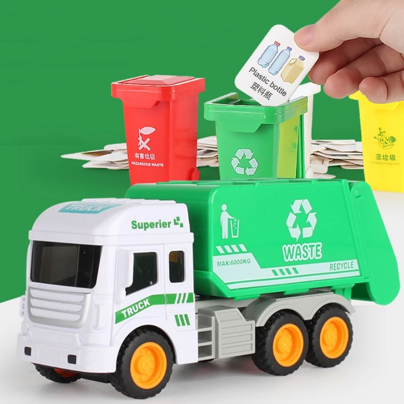 Garbage Truck Trash Car with 4 Dustbins 120pcs Cards Waste Management Educational Toys for Boys Girls
Garbage Truck Trash Car with 4 Dustbins 120pcs Cards Waste Management Educational Toys for Boys Girls