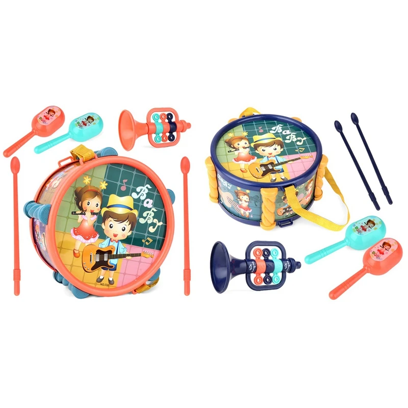 2 Set Children Drum Trumpet Toy Music Percussion Instrument Band Kit Baby Kids Education Toy, Dark Blue & Orange Red
2 Set Children Drum Trumpet Toy Music Percussion Instrument Band Kit Baby Kids Education Toy, Dark Blue & Orange Red