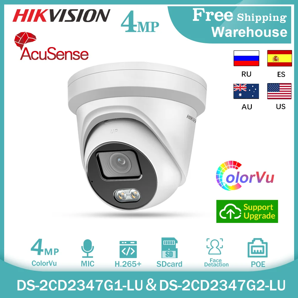 Hikvision 4MP ColorVu IP Camera DS-2CD2347G1-LU DS-2CD2347G2-LU POE Bulit-in MIC SD Card CCTV Outdoor Security Video Dome Camera
Hikvision 4MP ColorVu IP Camera DS-2CD2347G1-LU DS-2CD2347G2-LU POE Bulit-in MIC SD Card CCTV Outdoor Security Video Dome Camera