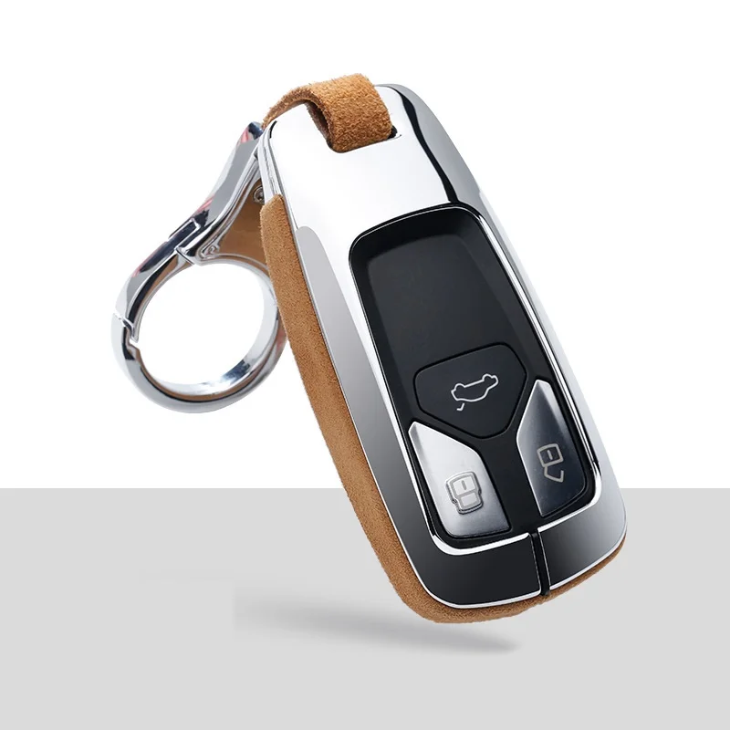 Высококачественный автомобильный кожаный чехол с кольцом для ключей Audi A4 Allroad B9 Q5