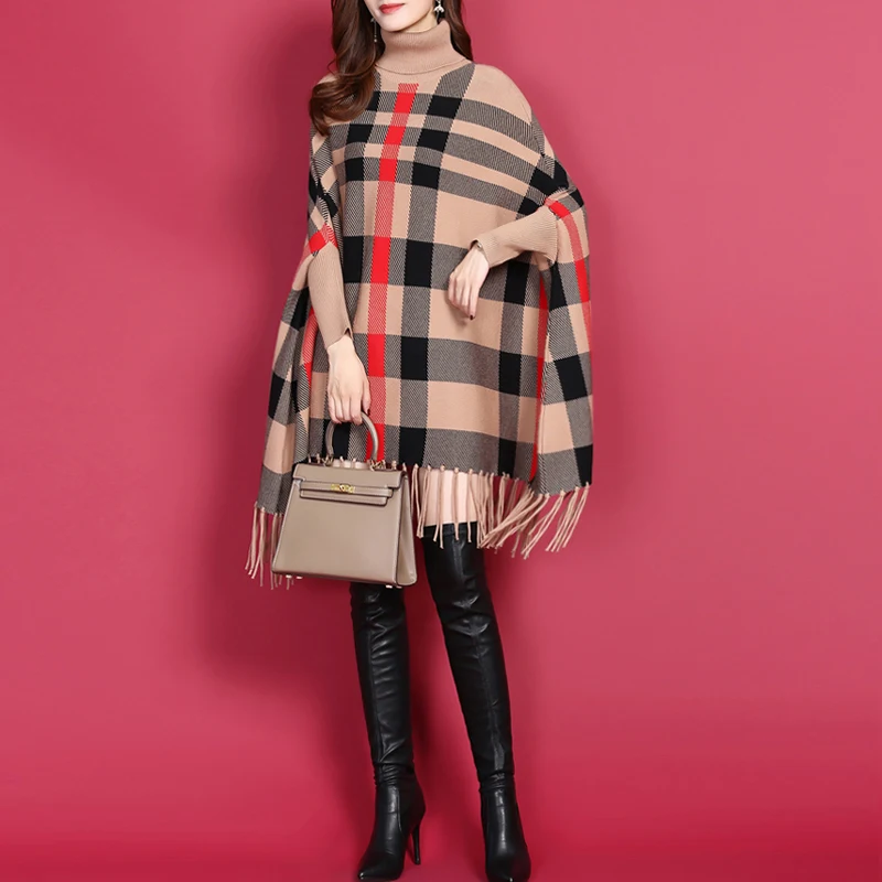 QILA Winter Batwing Sleeves Loose Mink Velvet Plaid Pullover Turtleneck Plus Size Capes And Poncho For Women Clothing Cloak
QILA Winter Batwing Sleeves Loose Mink Velvet Plaid Pullover Turtleneck Plus Size Capes And Poncho For Women Clothing Cloak