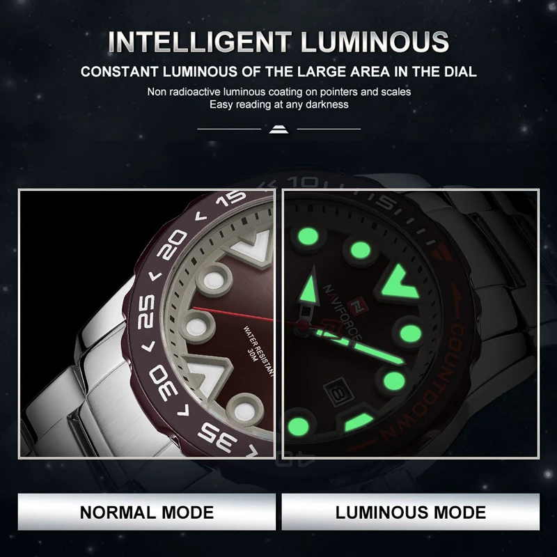 NAVIFORCE Men Watches Fashion Stainless Steel Luxury Quartz Mens Watch Simple Casual Waterproof Wristwatches Relogio Masculino | Наручные