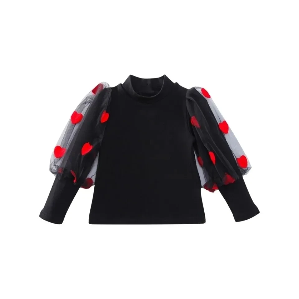 Spring Autumn Kids Girls Long-sleeved Bottoming Shirt New Girl Net Yarn Puff Sleeve Love Embroidery Top Children's T-shirt
Spring Autumn Kids Girls Long-sleeved Bottoming Shirt New Girl Net Yarn Puff Sleeve Love Embroidery Top Children's T-shirt