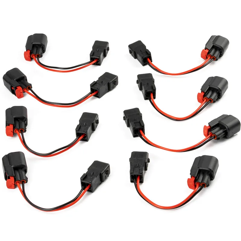8 x New Engine Harness EV1 Connector (LS1 LS6 LT1 style) Male Fuel Injector EV6 Sockets (LS2/LS3 style) Female Cables Adapters
8 x New Engine Harness EV1 Connector (LS1 LS6 LT1 style) Male Fuel Injector EV6 Sockets (LS2/LS3 style) Female Cables Adapters