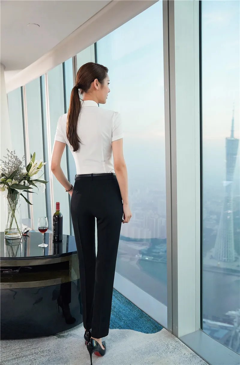 Plus Size Elegant White Fashion Summer Professional Pantsuits With Tops And Pants Ladies Trousers Sets Pants Suits 
Plus Size Elegant White Fashion Summer Professional Pantsuits With Tops And Pants Ladies Trousers Sets Pants Suits