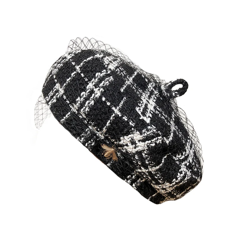 New High Quality Casual Plaid With Net Yarn Beret For Woman Ladies Flat Hats Captain Cap Vintage Black Chapeu Feminino Boina 
New High Quality Casual Plaid With Net Yarn Beret For Woman Ladies Flat Hats Captain Cap Vintage Black Chapeu Feminino Boina