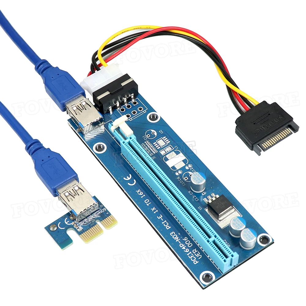 VER006 PCI-e Райзер-карта 006 PCIe PCI Express 1X до 16X Райзер 0 6 м USB 3 кабель SATA на контактов