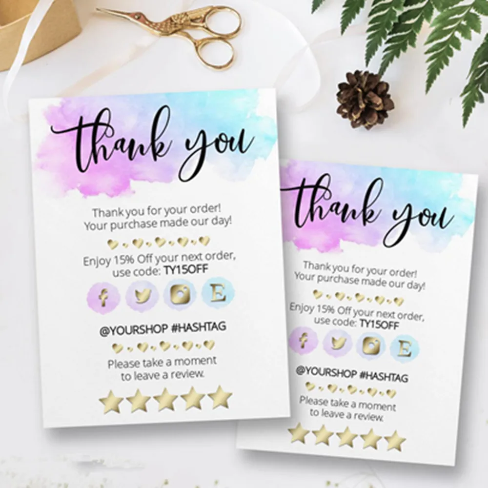 

Custom Text Social Medial Card,Thank You For Your Order, Small Business Insert card,Personalize Logo Business Name Card