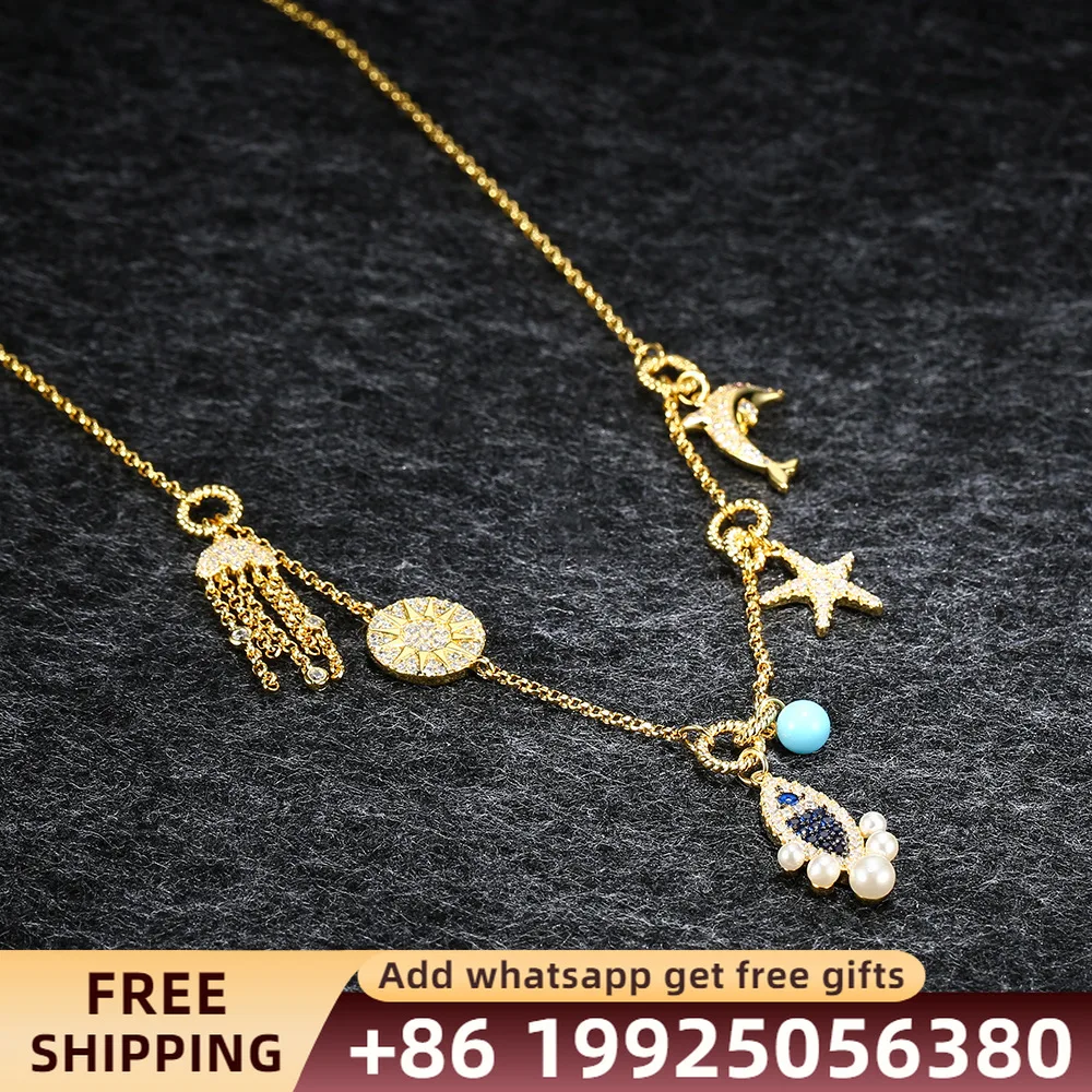 Women's S925 Sterling Silver Necklace Pearl Fish Fashion Golden Jewelry Original 1:1 High Quality Monaco Jewelry
Women's S925 Sterling Silver Necklace Pearl Fish Fashion Golden Jewelry Original 1:1 High Quality Monaco Jewelry