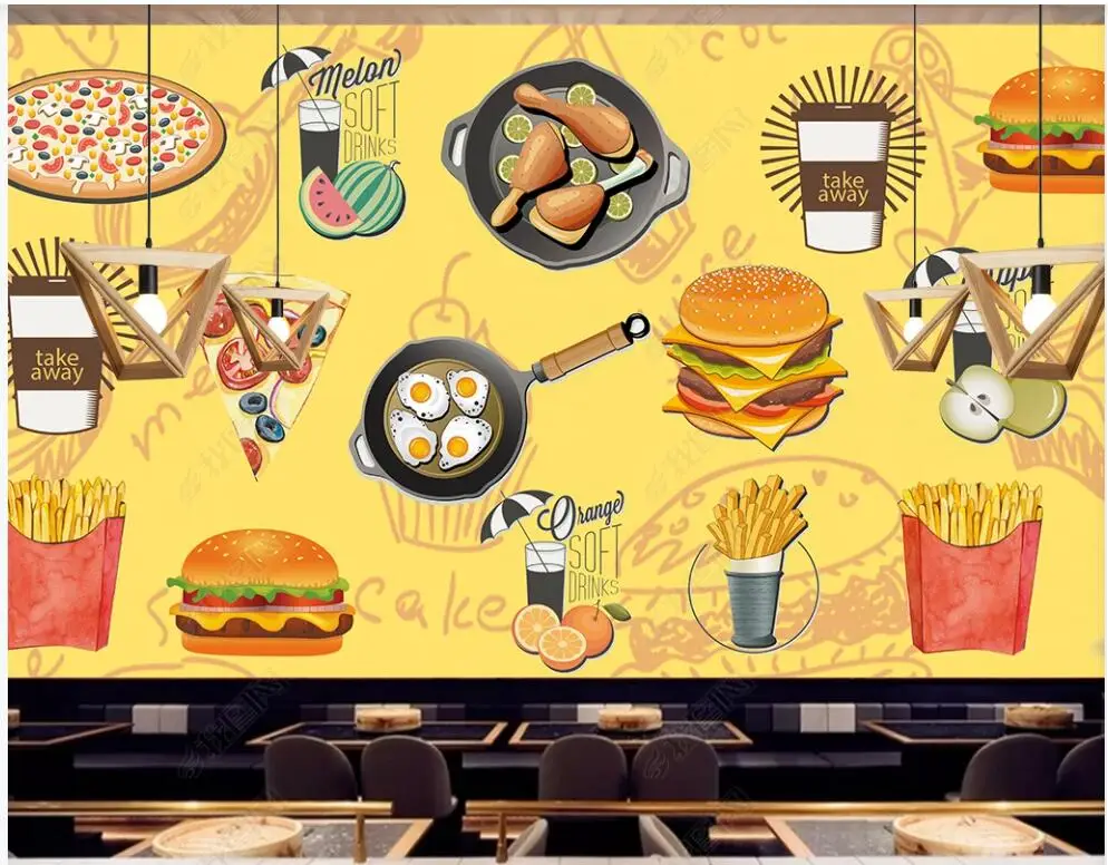 3d wallpaper for walls in rolls home decor Burger fries fried chicken fast food custom mural Photo wallpaper 3d living room
3d wallpaper for walls in rolls home decor Burger fries fried chicken fast food custom mural Photo wallpaper 3d living room