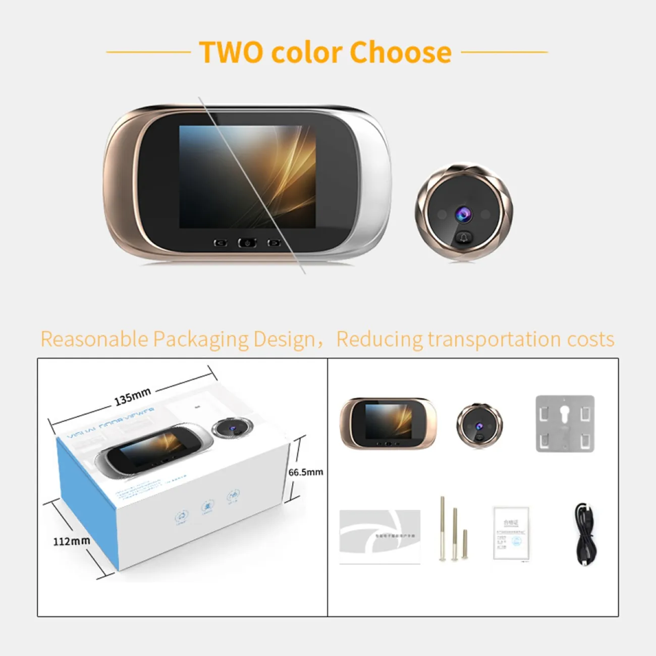 2.8 inch LCD Color Screen Digital Doorbell Smart Electronic Peephole Night Vision Door Video Camera Viewer Outdoor Door Bell
2.8 inch LCD Color Screen Digital Doorbell Smart Electronic Peephole Night Vision Door Video Camera Viewer Outdoor Door Bell