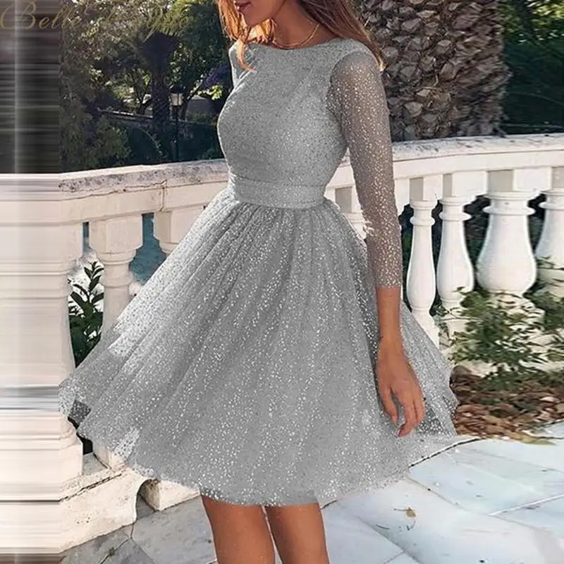 Женское весеннее платье Vestido Belle Poque с круглым вырезом и длинным рукавом расшитое