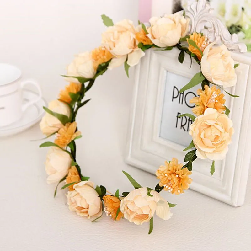 56cm Bohemian Style Flower Crown Hairband Ladies Beach Wedding Hair Accessories Women Bride Bridesmaid Flower Headband
56cm Bohemian Style Flower Crown Hairband Ladies Beach Wedding Hair Accessories Women Bride Bridesmaid Flower Headband