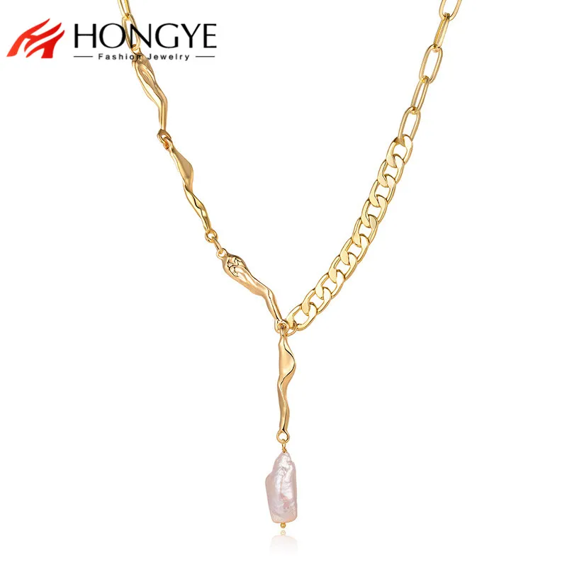 Hongye Irregular Natural Pearl Chain Toggle Clasp Necklace for Women Gold Color Jewelry Asymmetric Pendant Gift 2021 Trendy
Hongye Irregular Natural Pearl Chain Toggle Clasp Necklace for Women Gold Color Jewelry Asymmetric Pendant Gift 2021 Trendy
