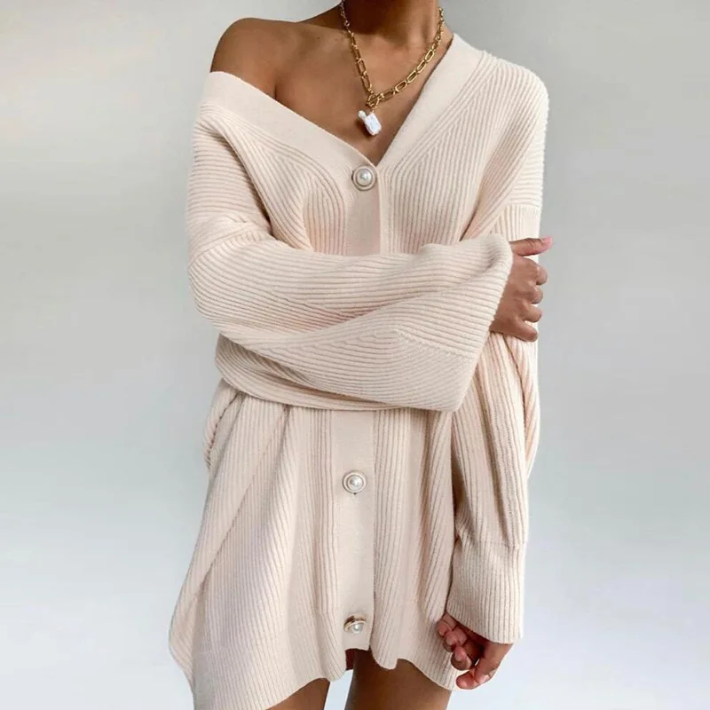 Cardigan Jacket Women Autumn and Winter Fashion New Casual Loose Solid Color Long-sleeved Single-breasted V-neck Button Sweater
Cardigan Jacket Women Autumn and Winter Fashion New Casual Loose Solid Color Long-sleeved Single-breasted V-neck Button Sweater