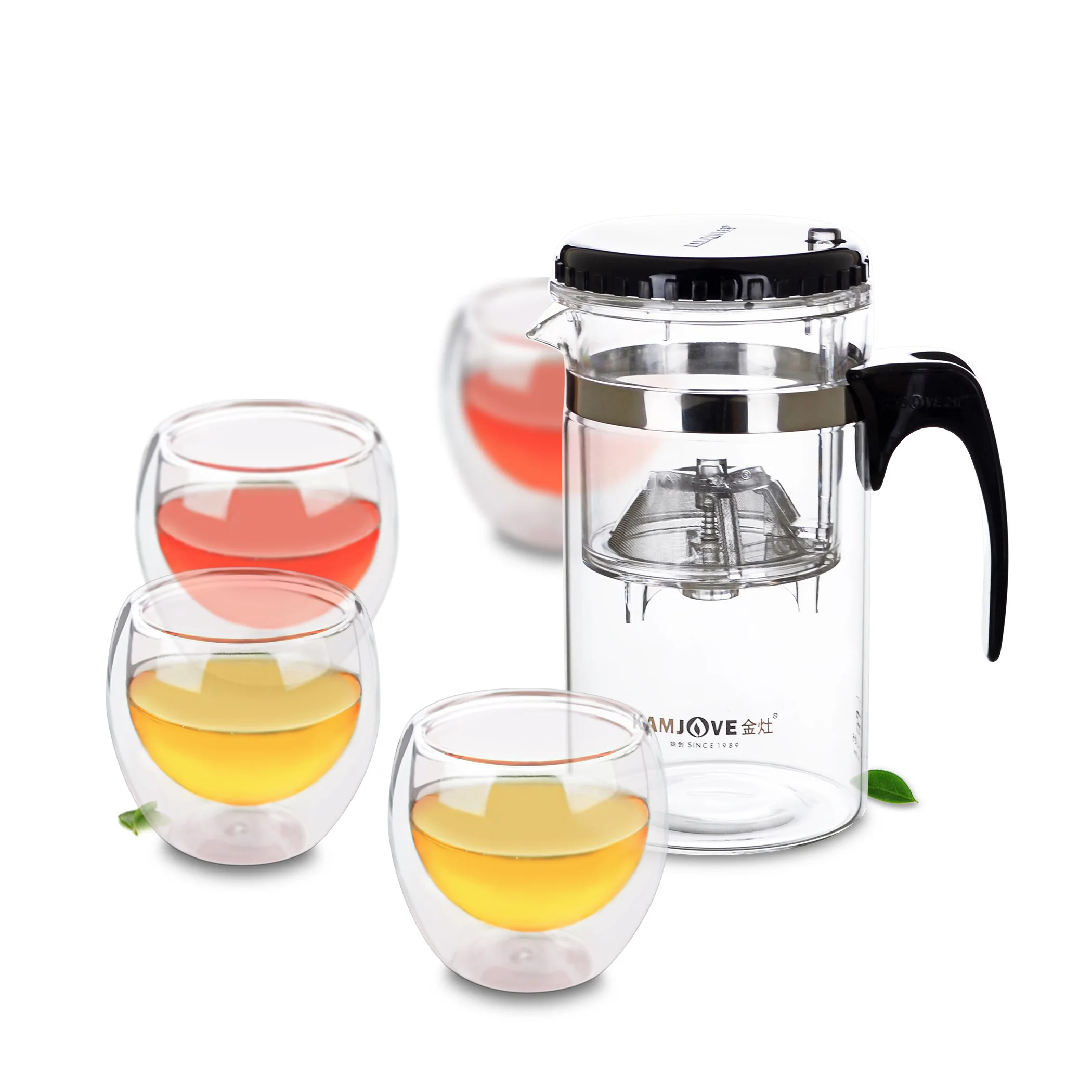 1x 5in1 Tea Set -Heat Resistant Glass 500ml Piaoyi Flower Teapot +4x 80ml Double Wall Glass Cups
1x 5in1 Tea Set -Heat Resistant Glass 500ml Piaoyi Flower Teapot +4x 80ml Double Wall Glass Cups