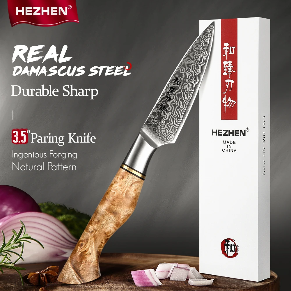 HEZHEN 3.5 Inch Paring Knife Professional Damascus Super Steel Cook Knife Fruit Melon Vagetable Peeling Sharp Kitchen Knife
HEZHEN 3.5 Inch Paring Knife Professional Damascus Super Steel Cook Knife Fruit Melon Vagetable Peeling Sharp Kitchen Knife