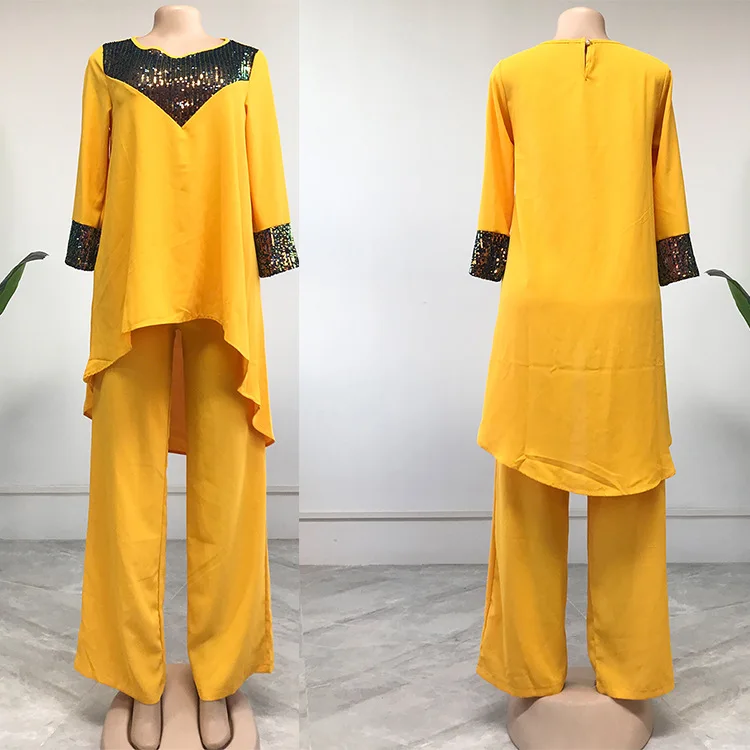 Spring, Summer And Autumn New Style African Plus Size Women's Two-piece Solid Color Sequined Pants Muslim Two-piece Suit
Spring, Summer And Autumn New Style African Plus Size Women's Two-piece Solid Color Sequined Pants Muslim Two-piece Suit