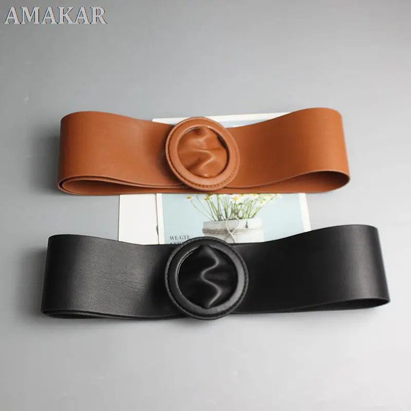 Belt female PU leather over sweater decorative coat versatile suit with dress waist Brown wide waist cover
Belt female PU leather over sweater decorative coat versatile suit with dress waist Brown wide waist cover