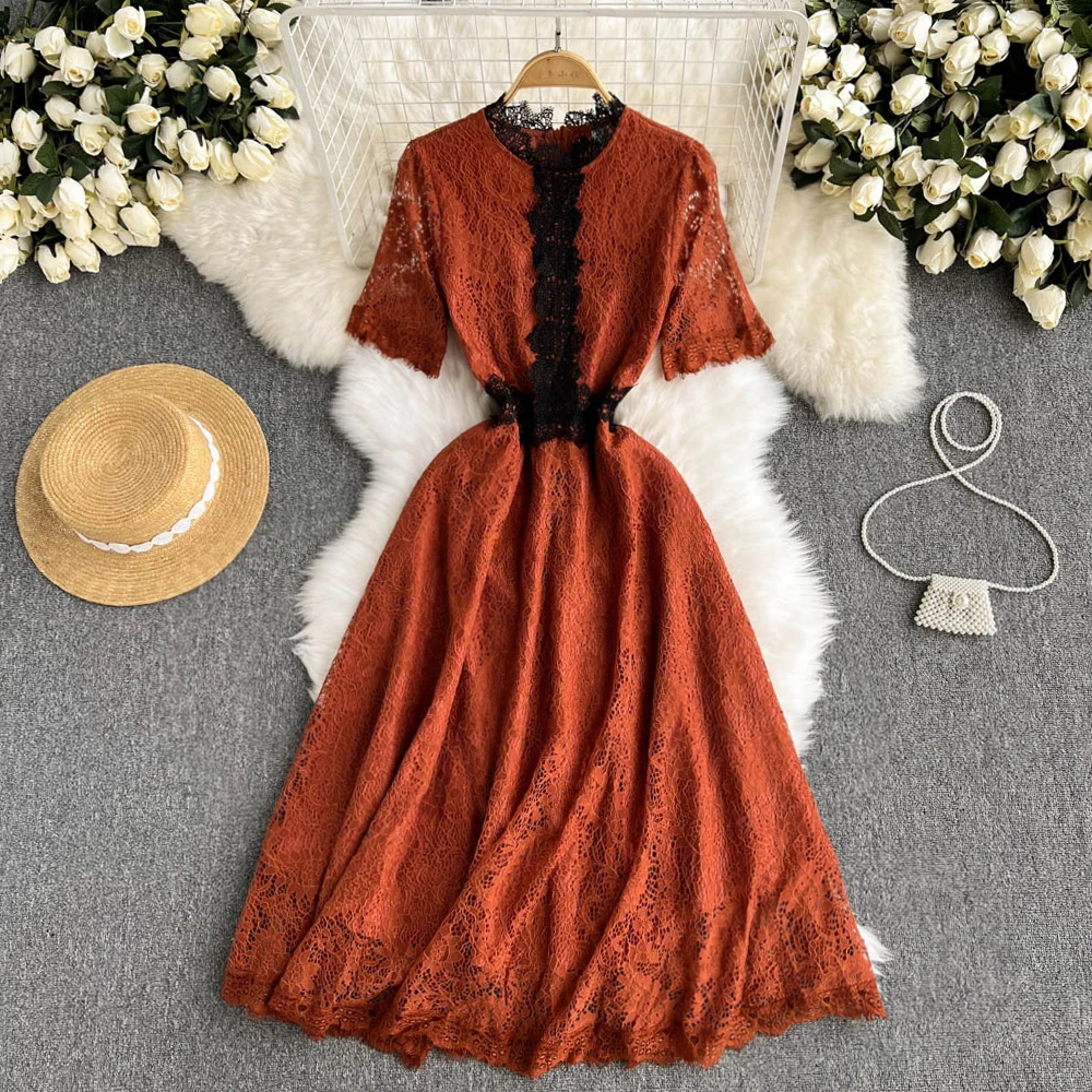 Luxury Style High Street Ladies Summer Elegant Women Hollow Out Lace Long Sleeve A Line Midi Dress Female Party Dresses
Luxury Style High Street Ladies Summer Elegant Women Hollow Out Lace Long Sleeve A Line Midi Dress Female Party Dresses