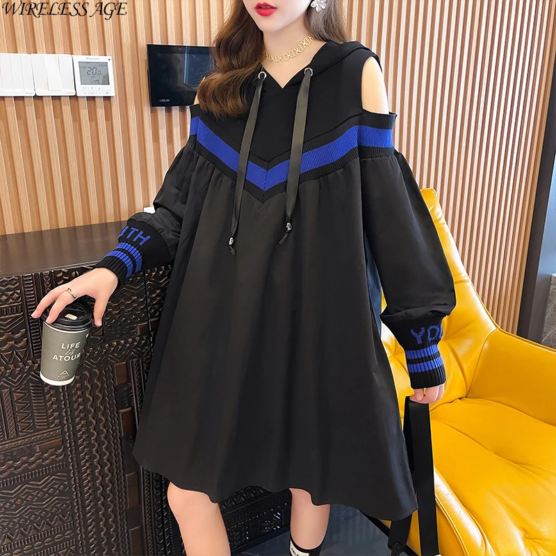 Women Hoodie Long Sleeve Hooded Collar Off Shoulder Mid Length Commuter Color Stitching Pullover Top Spring Autumn Fashion Wild
Women Hoodie Long Sleeve Hooded Collar Off Shoulder Mid Length Commuter Color Stitching Pullover Top Spring Autumn Fashion Wild