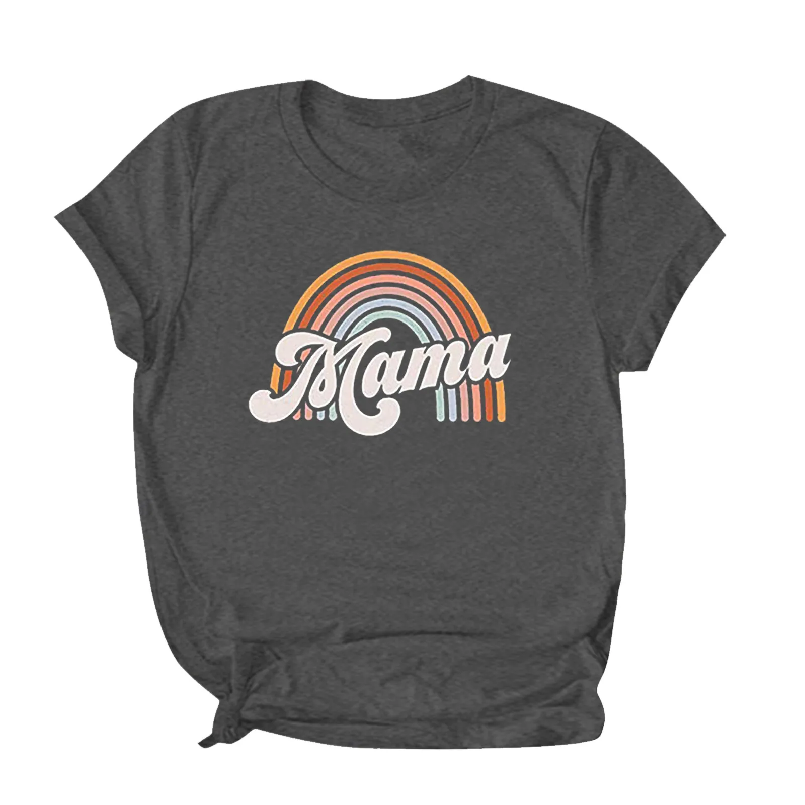 Loose letter rainbow print T-shirt round neck mother's Day Women's top, 2021 summer new short sleeve casual women's clothes
Loose letter rainbow print T-shirt round neck mother's Day Women's top, 2021 summer new short sleeve casual women's clothes